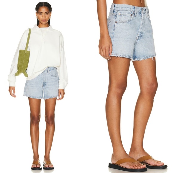 Agolde Pants - AGOLDE Parker Long Shorts in Twister Light Blue size 34